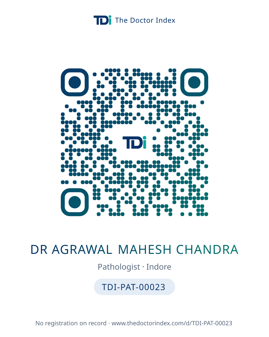 QR card for Dr Agrawal Mahesh Chandra, TDI-PAT-00023