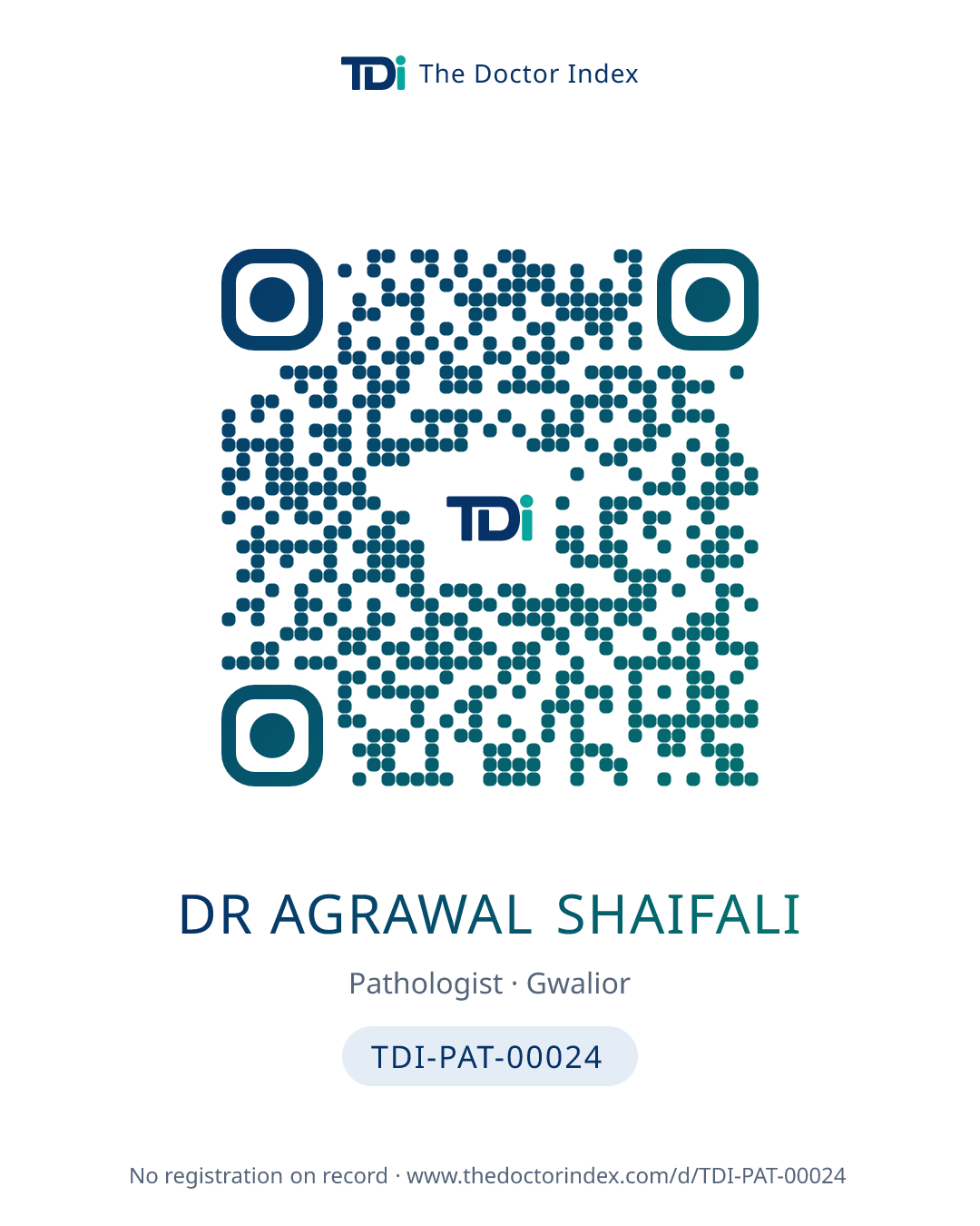 QR card for Dr Agrawal Shaifali, TDI-PAT-00024