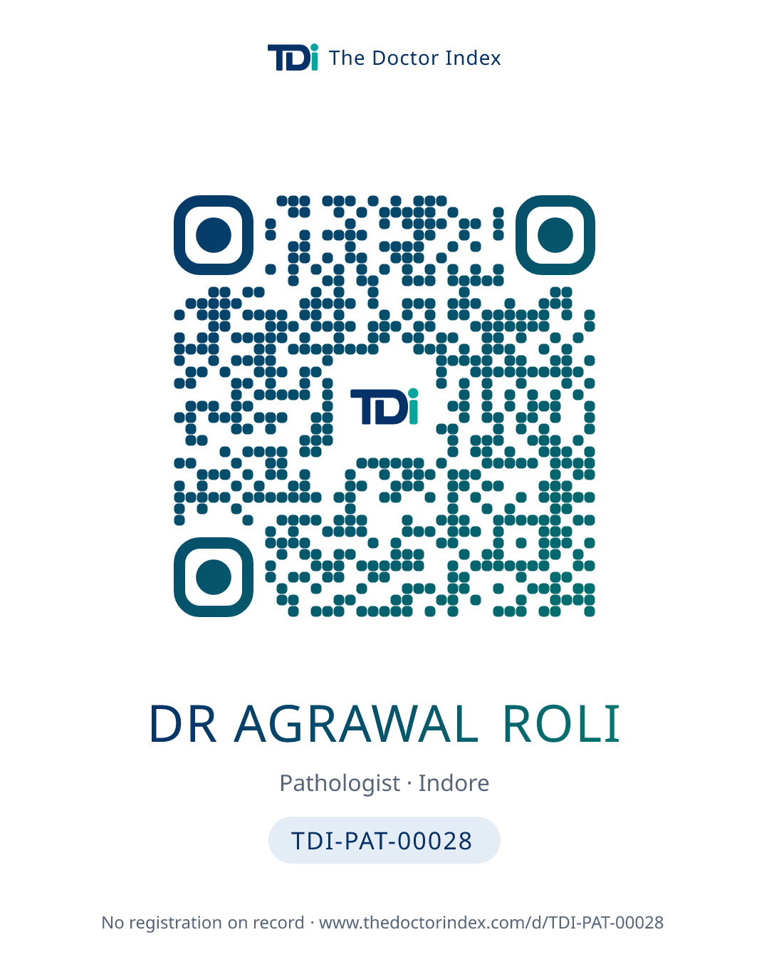 QR card for Dr Agrawal Roli, TDI-PAT-00028