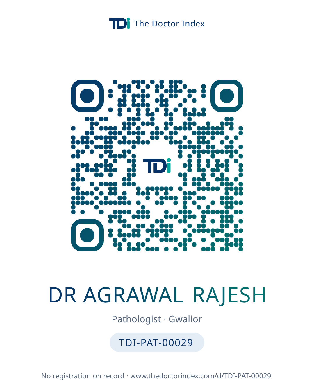 QR card for Dr Agrawal Rajesh, TDI-PAT-00029