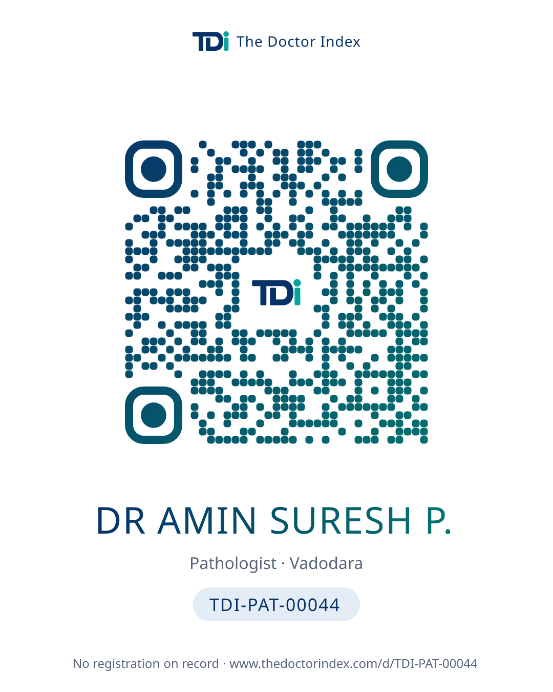 QR card for Dr Amin Suresh P., TDI-PAT-00044