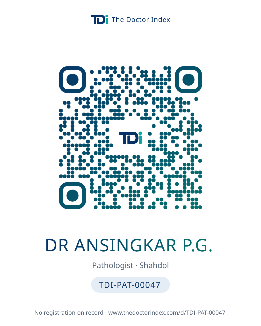 QR card for Dr Ansingkar P.G., TDI-PAT-00047