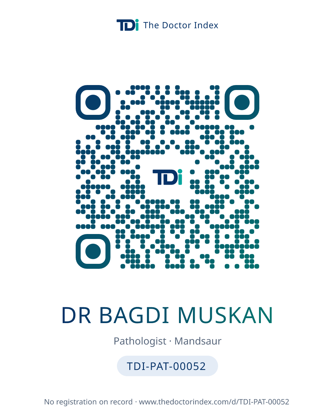 QR card for Dr Bagdi Muskan, TDI-PAT-00052