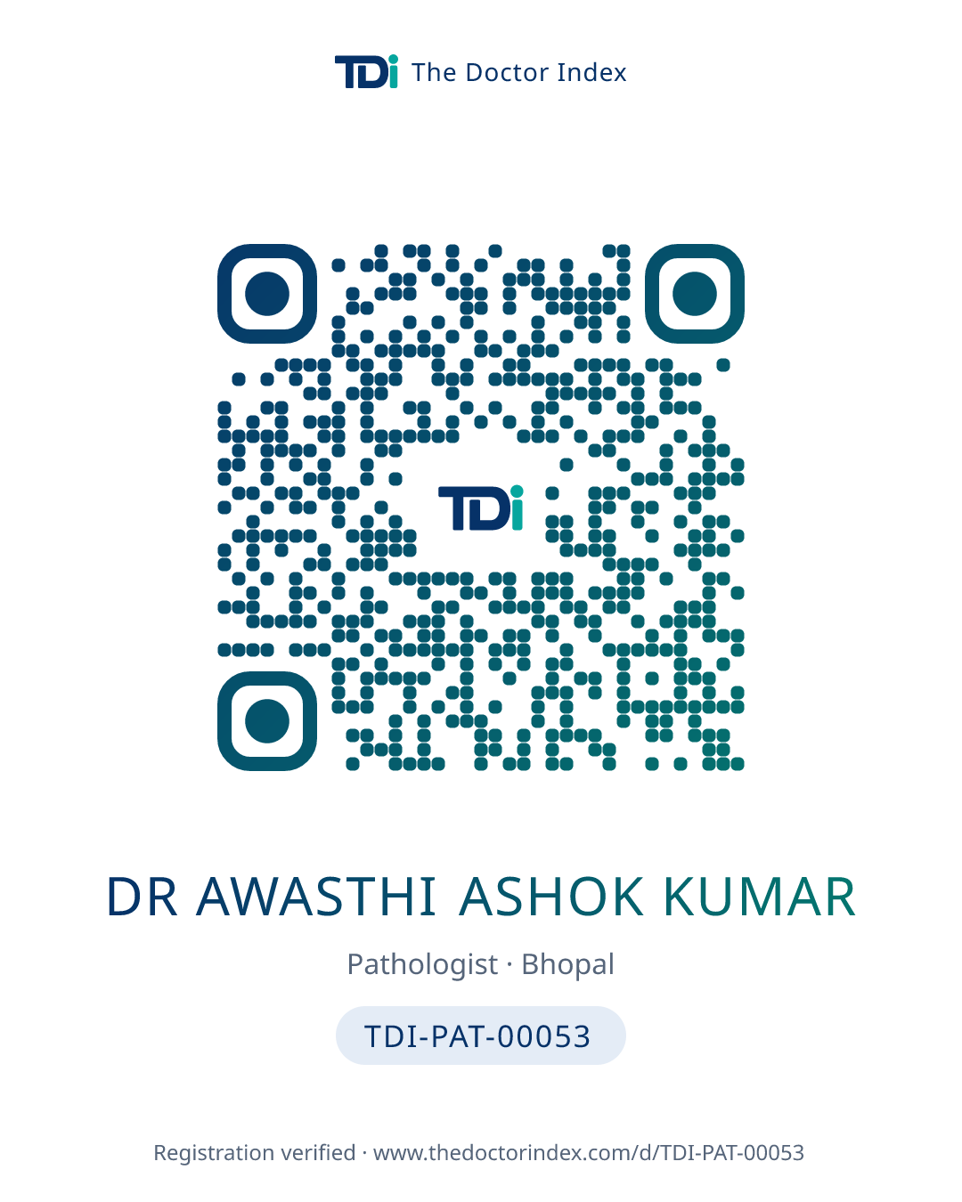QR card for Dr Awasthi Ashok Kumar, TDI-PAT-00053