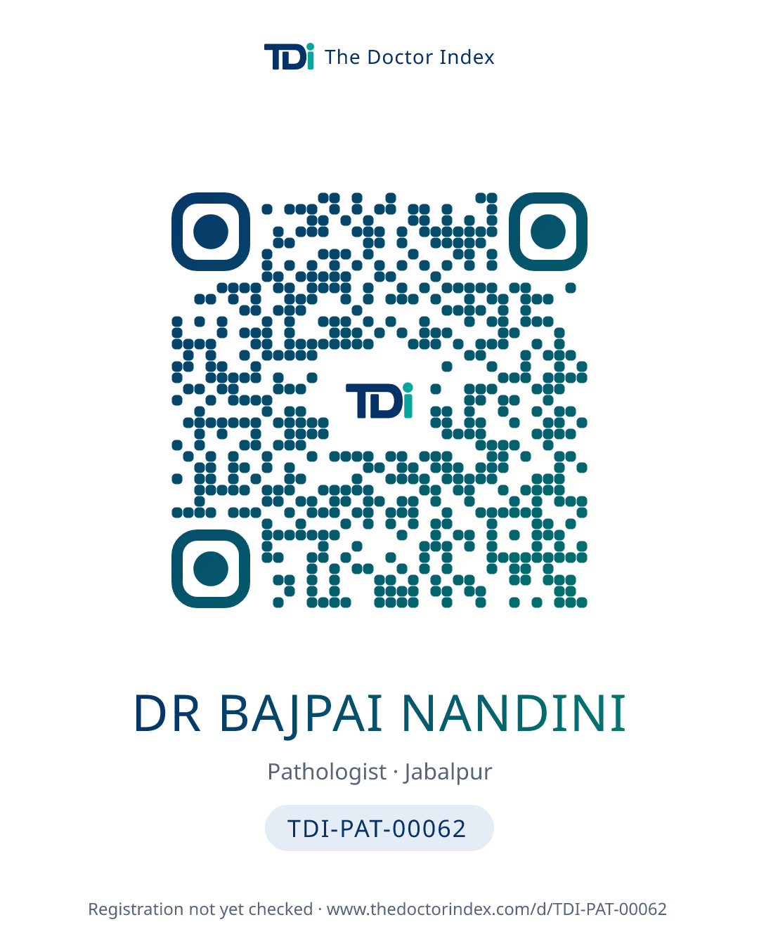QR card for Dr Bajpai Nandini, TDI-PAT-00062