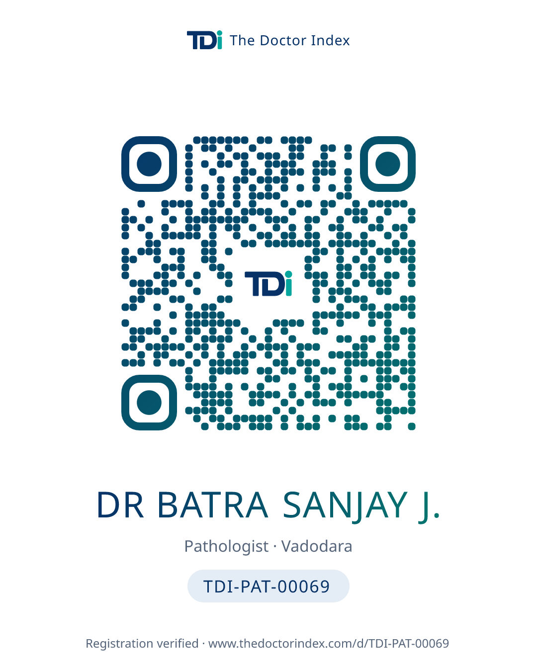 QR card for Dr Batra Sanjay J., TDI-PAT-00069