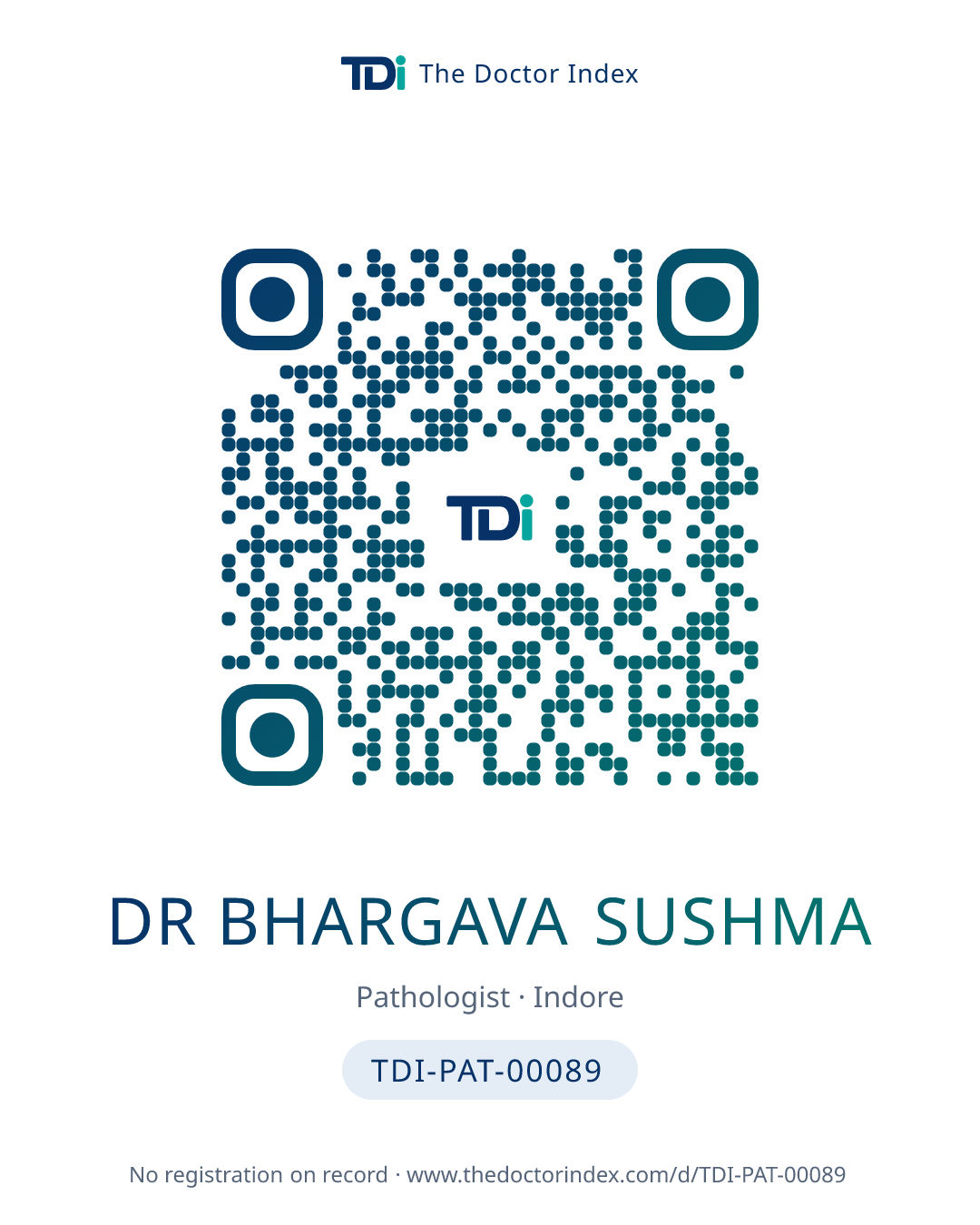 QR card for Dr Bhargava Sushma, TDI-PAT-00089