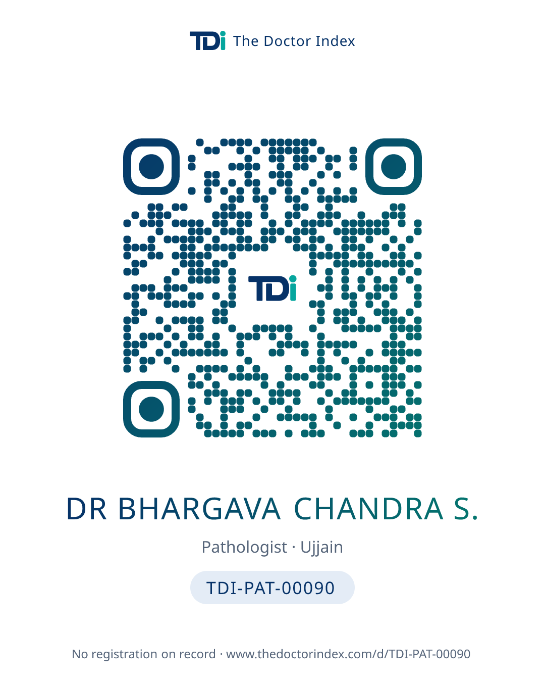 QR card for Dr Bhargava Chandra S., TDI-PAT-00090