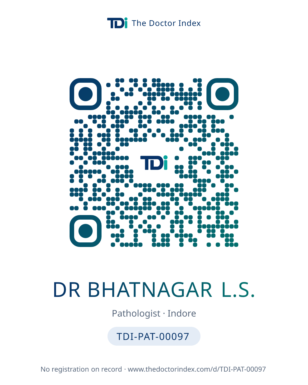 QR card for Dr Bhatnagar L.S., TDI-PAT-00097