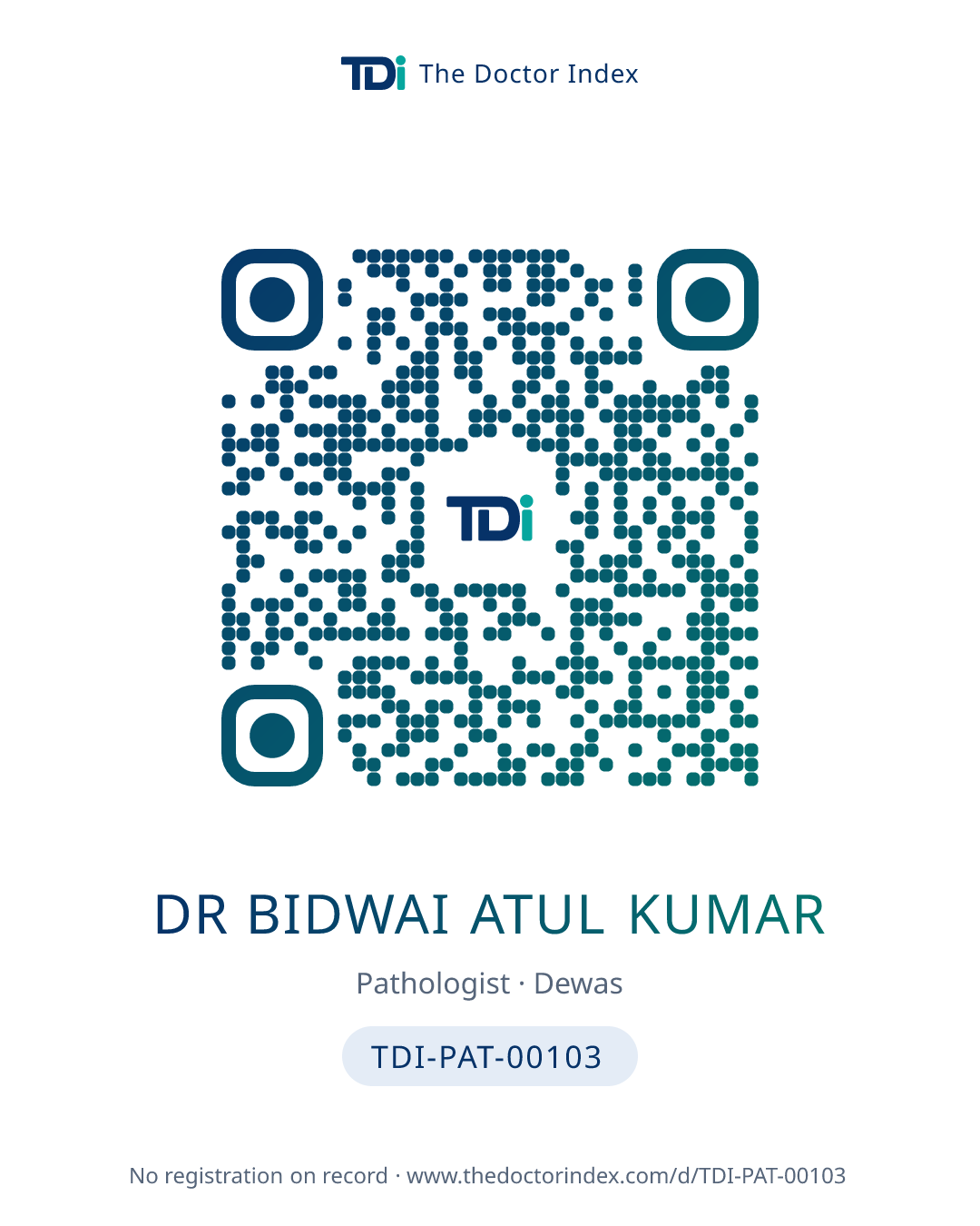 QR card for Dr Bidwai Atul Kumar, TDI-PAT-00103
