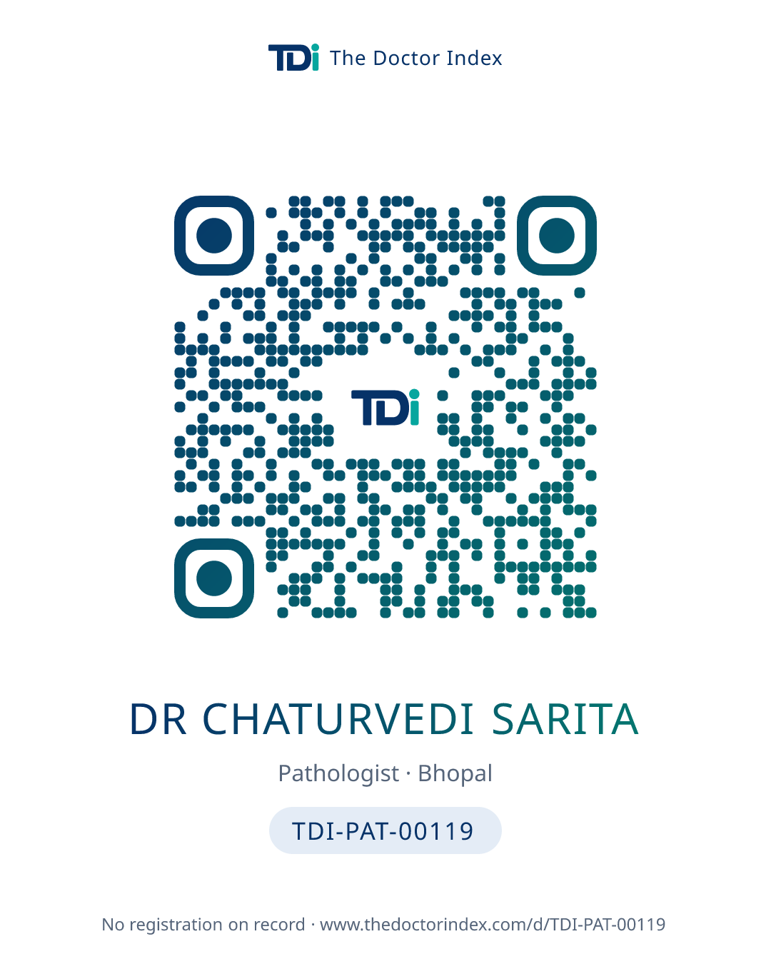 QR card for Dr Chaturvedi Sarita, TDI-PAT-00119