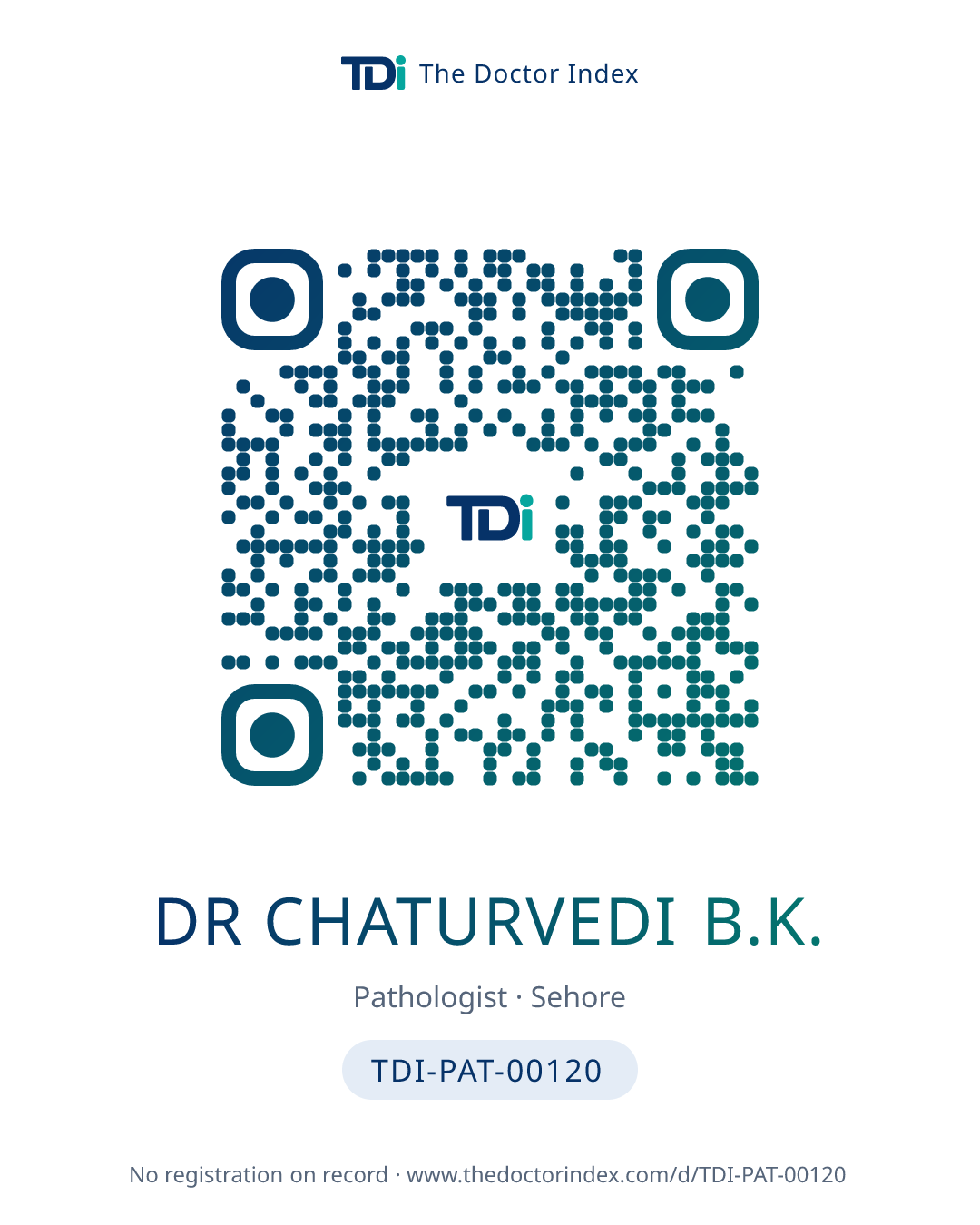QR card for Dr Chaturvedi B.K., TDI-PAT-00120
