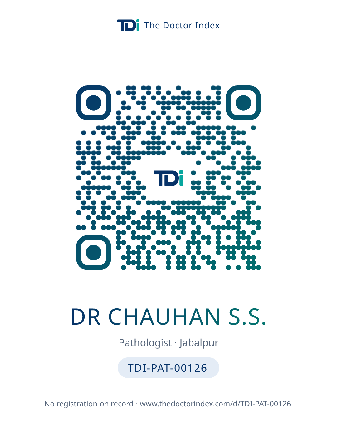 QR card for Dr Chauhan S.S., TDI-PAT-00126