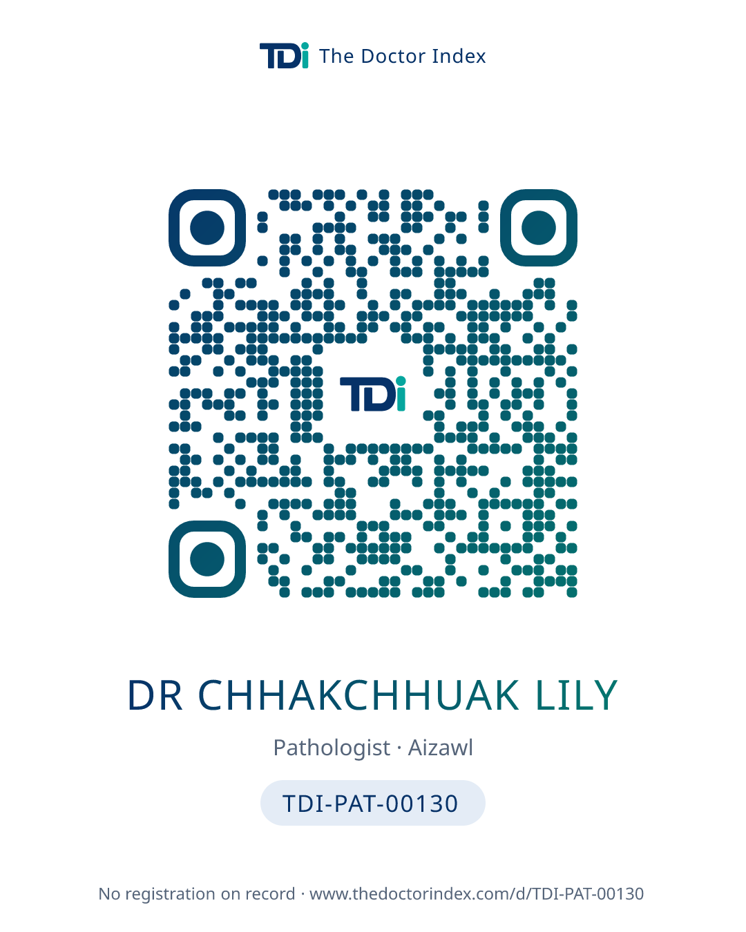QR card for Dr Chhakchhuak Lily, TDI-PAT-00130