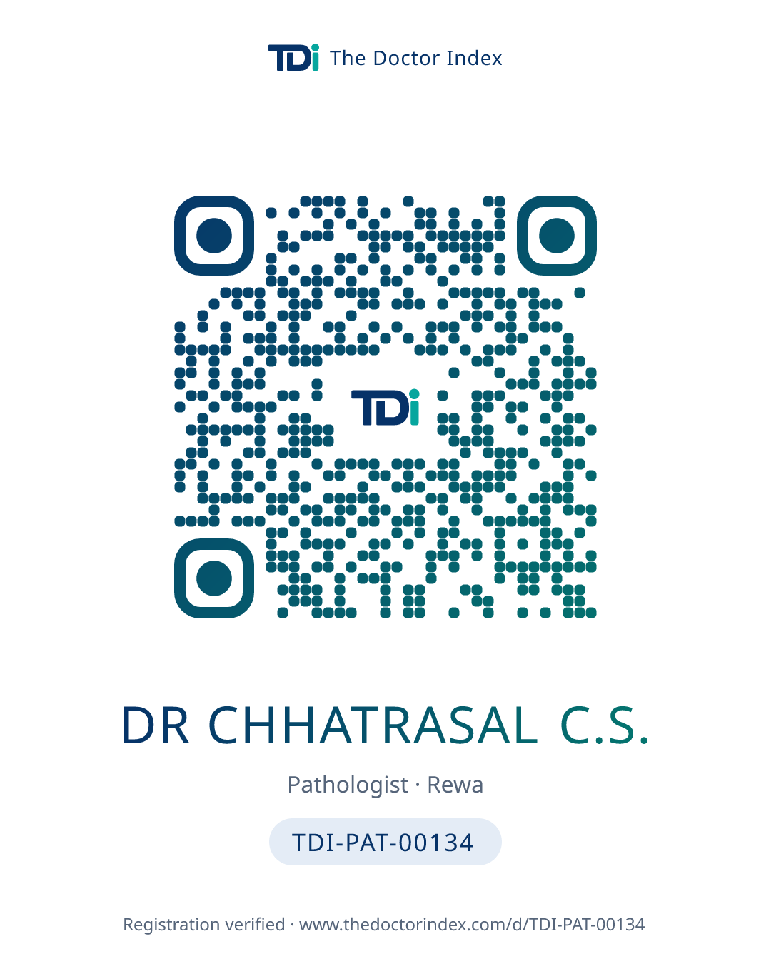 QR card for Dr Chhatrasal C.S., TDI-PAT-00134