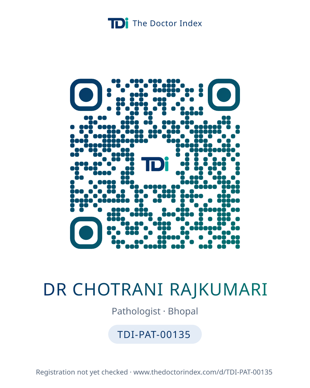QR card for Dr Chotrani Rajkumari, TDI-PAT-00135