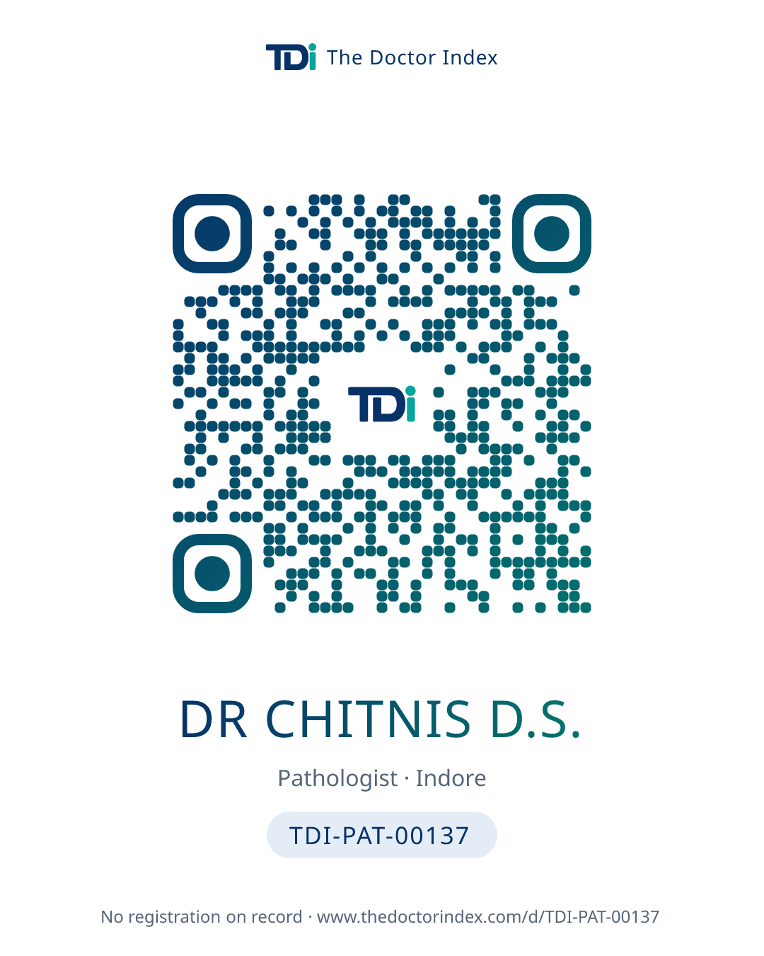 QR card for Dr Chitnis D.S., TDI-PAT-00137