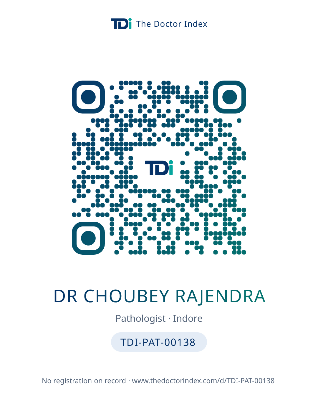 QR card for Dr Choubey Rajendra, TDI-PAT-00138