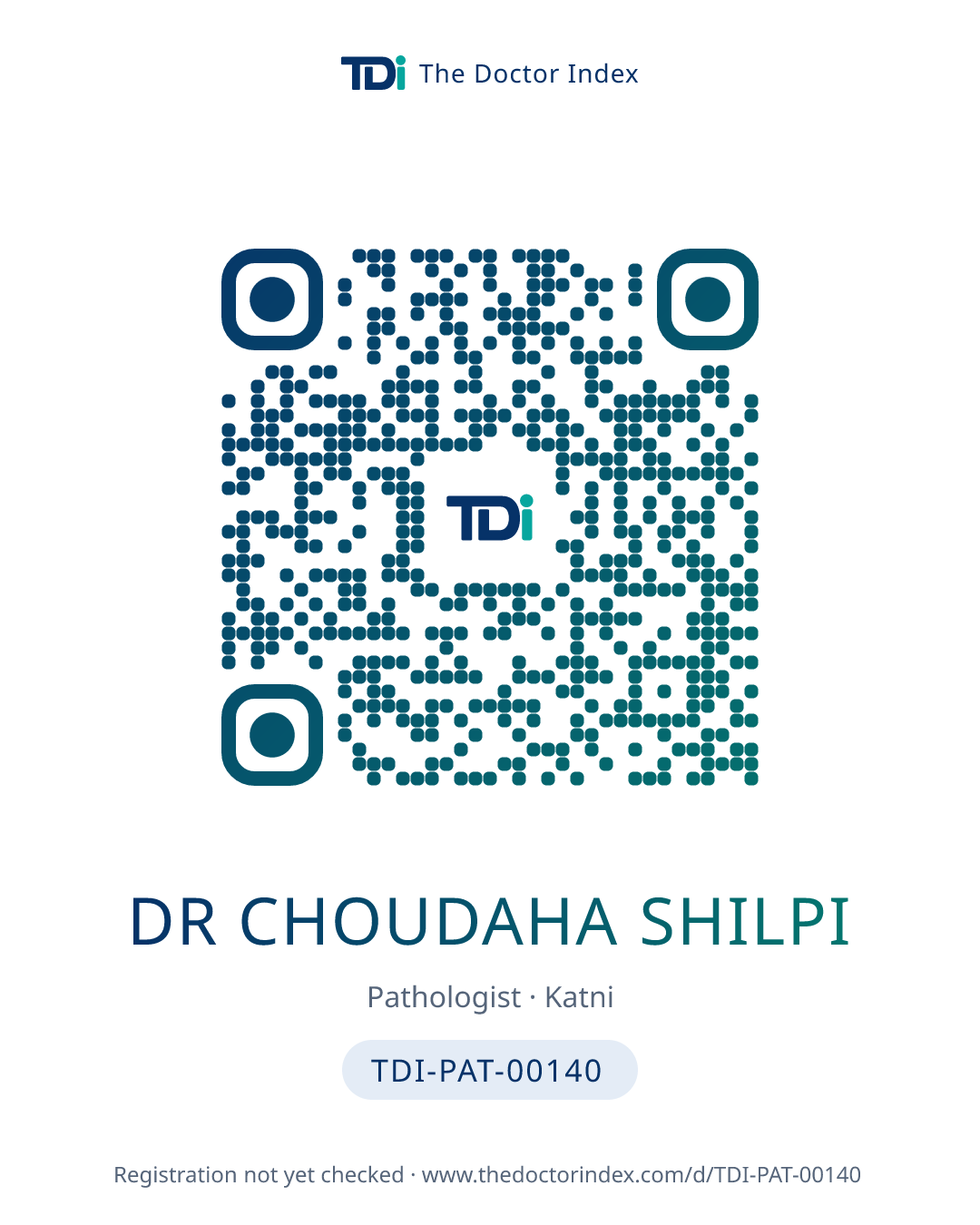 QR card for Dr Choudaha Shilpi, TDI-PAT-00140