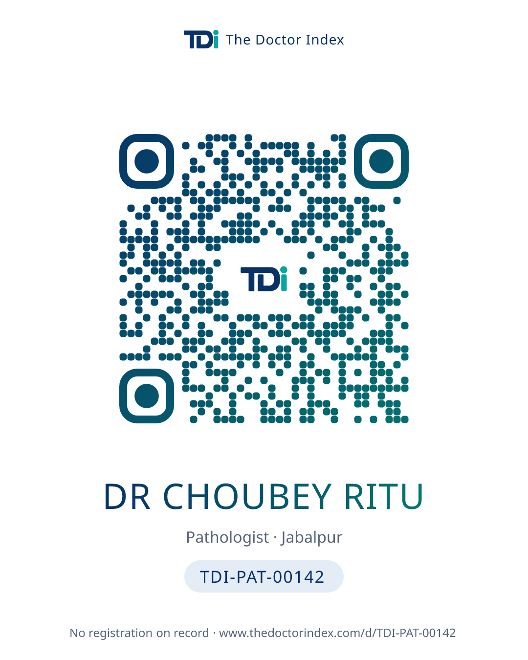 QR card for Dr Choubey Ritu, TDI-PAT-00142