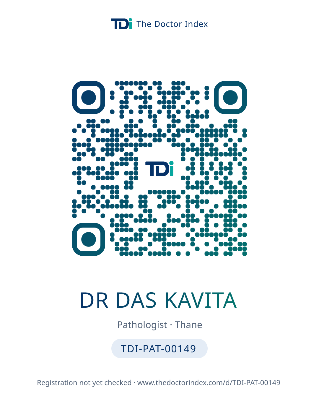QR card for Dr Das Kavita, TDI-PAT-00149