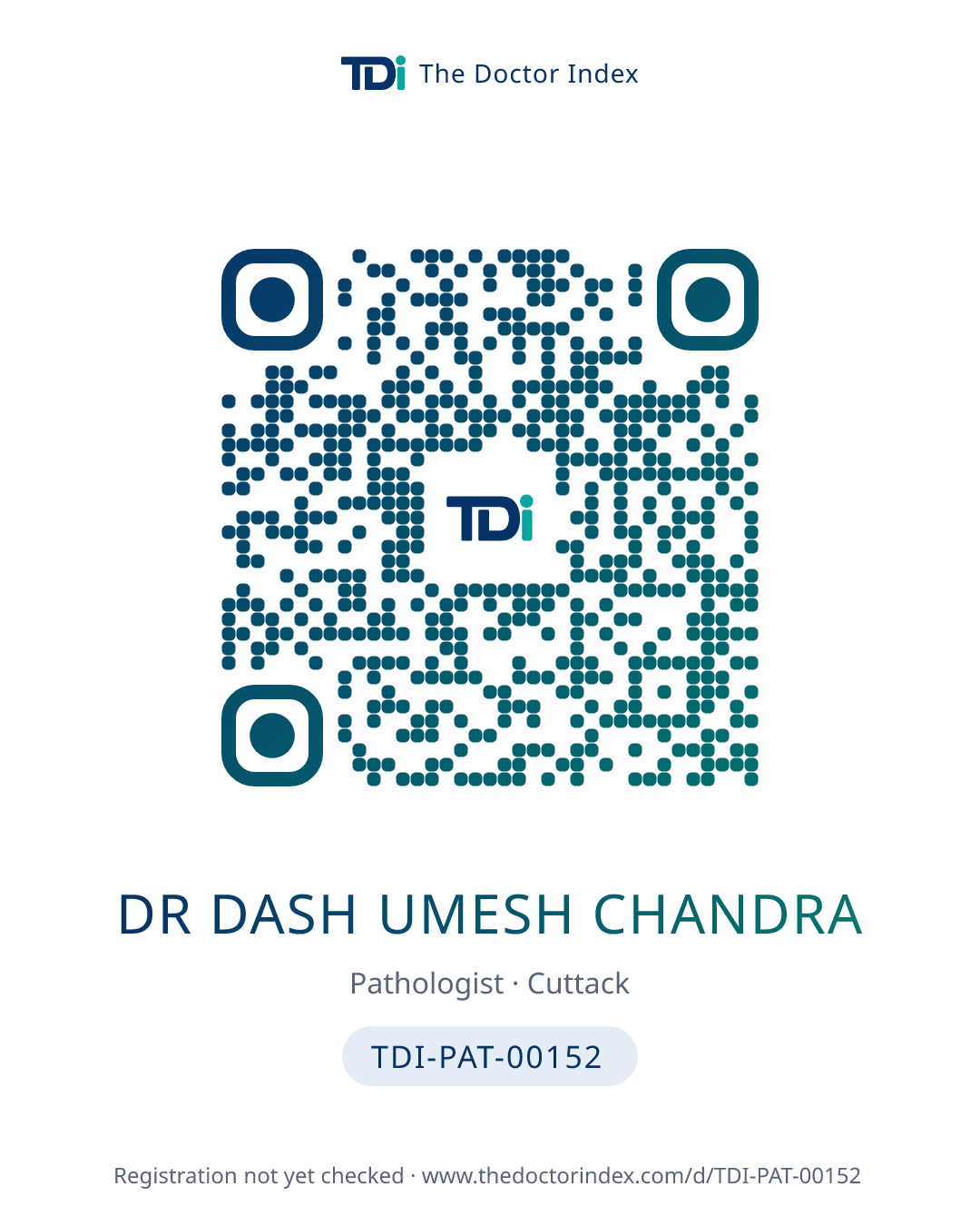 QR card for Dr Dash Umesh Chandra, TDI-PAT-00152
