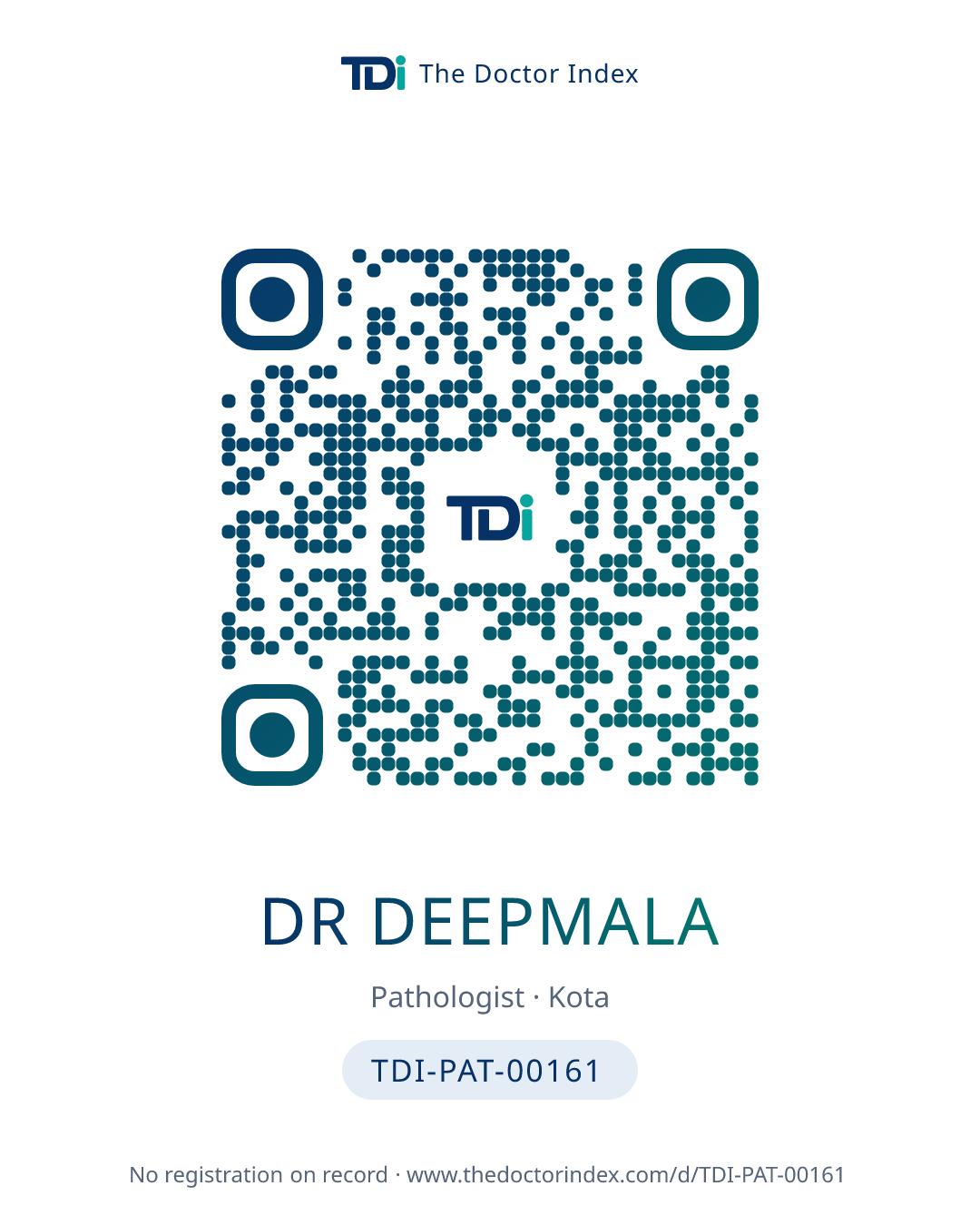 QR card for Dr Deepmala, TDI-PAT-00161