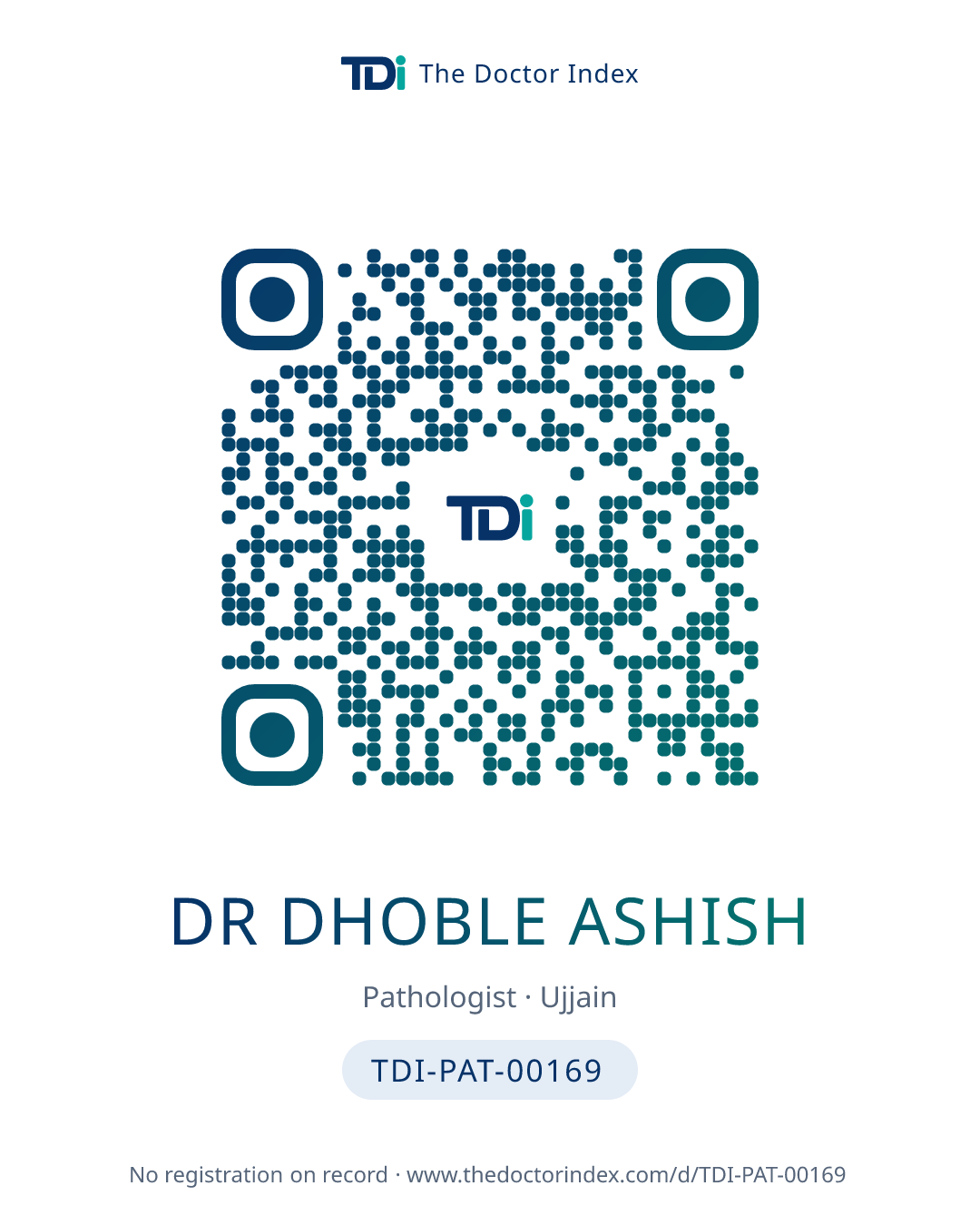 QR card for Dr Dhoble Ashish, TDI-PAT-00169