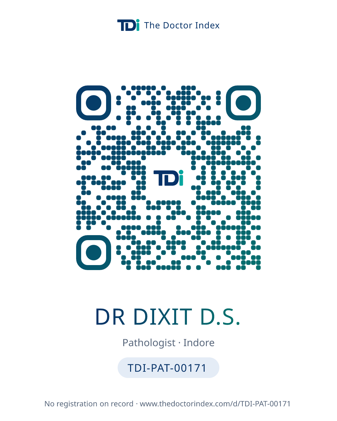 QR card for Dr Dixit D.S., TDI-PAT-00171