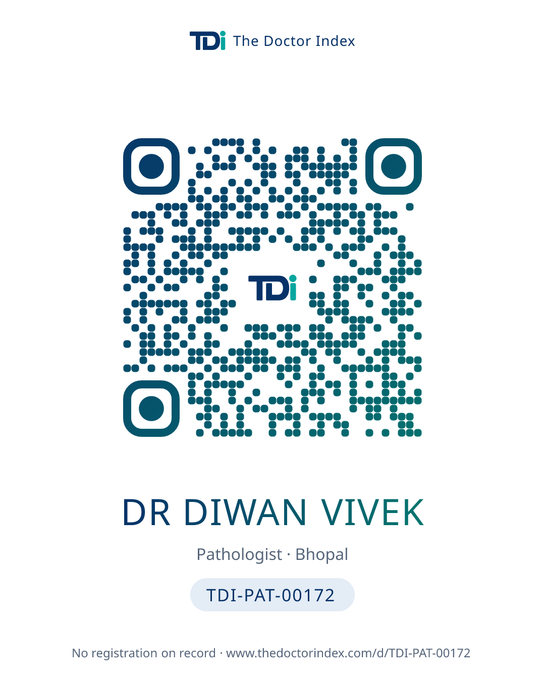 QR card for Dr Diwan Vivek, TDI-PAT-00172
