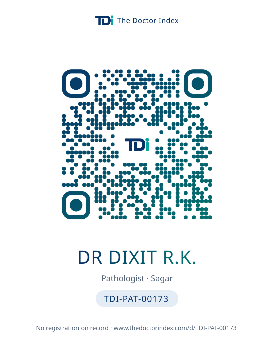 QR card for Dr Dixit R.K., TDI-PAT-00173