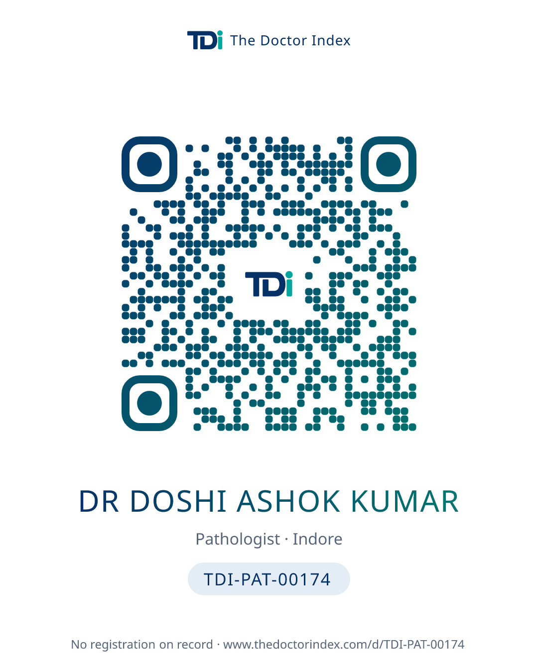 QR card for Dr Doshi Ashok Kumar, TDI-PAT-00174