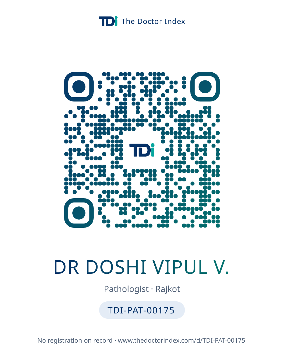 QR card for Dr Doshi Vipul V., TDI-PAT-00175