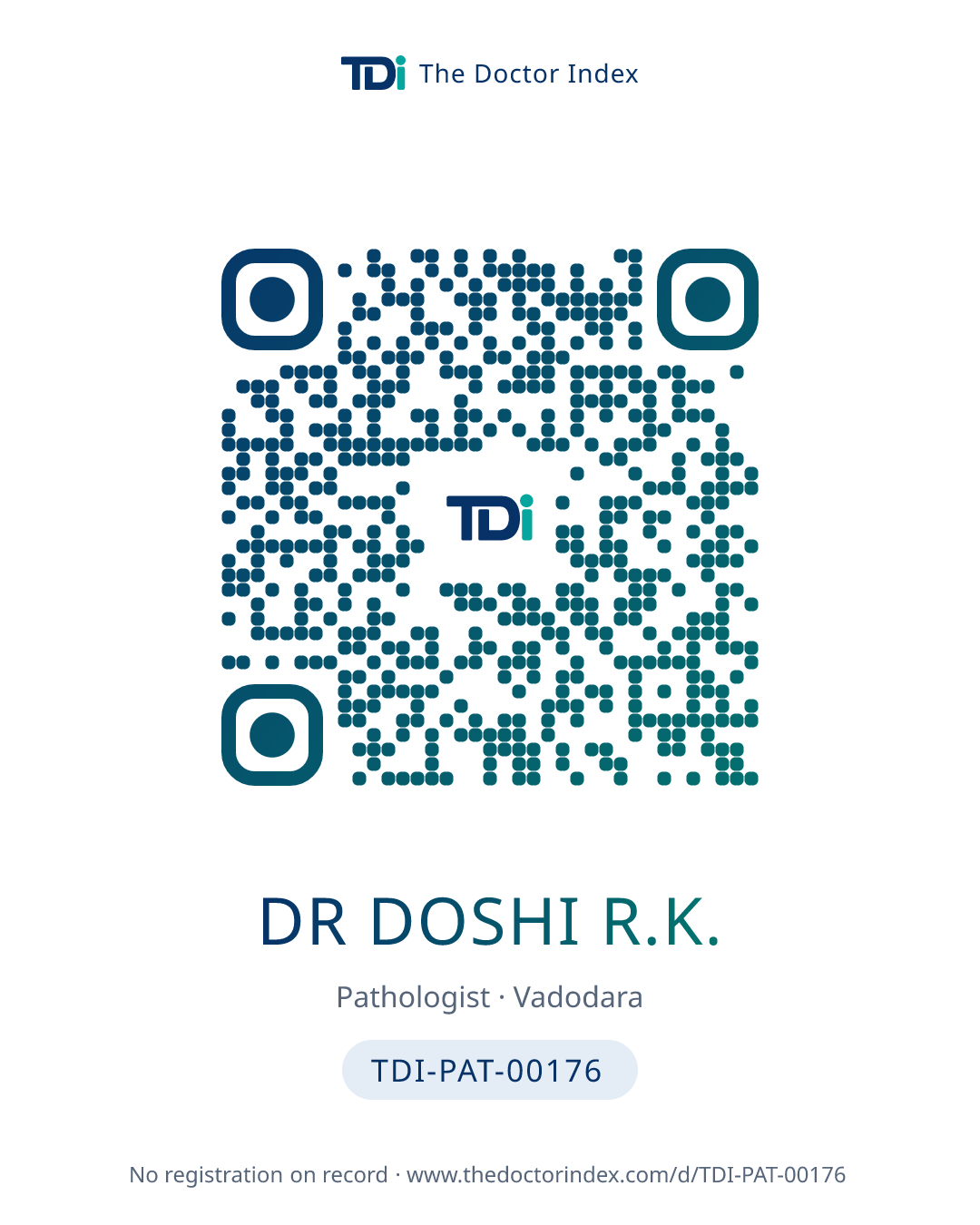 QR card for Dr Doshi R.K., TDI-PAT-00176