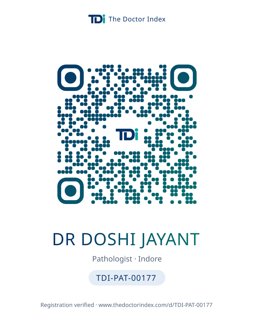 QR card for Dr Doshi Jayant, TDI-PAT-00177