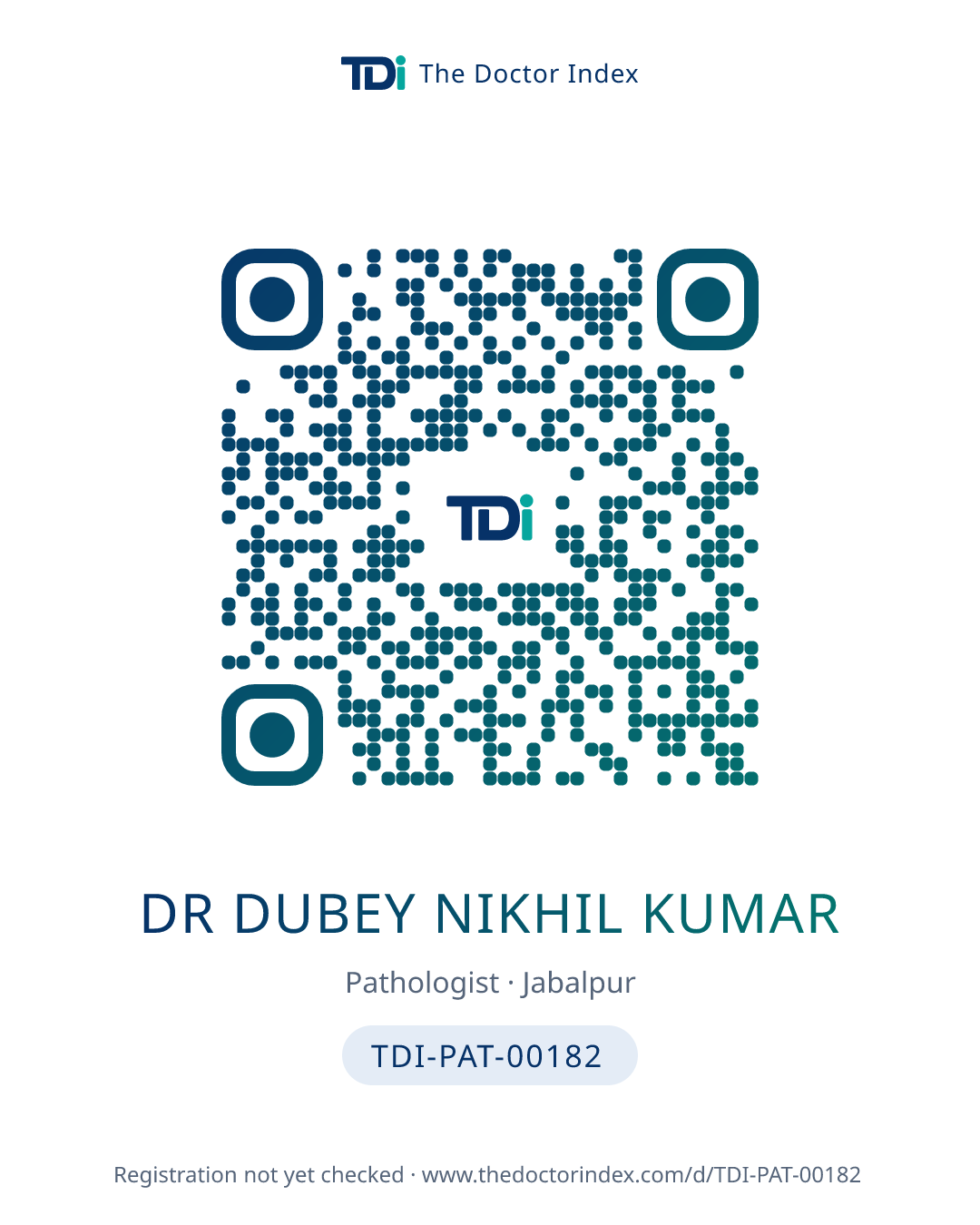 QR card for Dr Dubey Nikhil Kumar, TDI-PAT-00182
