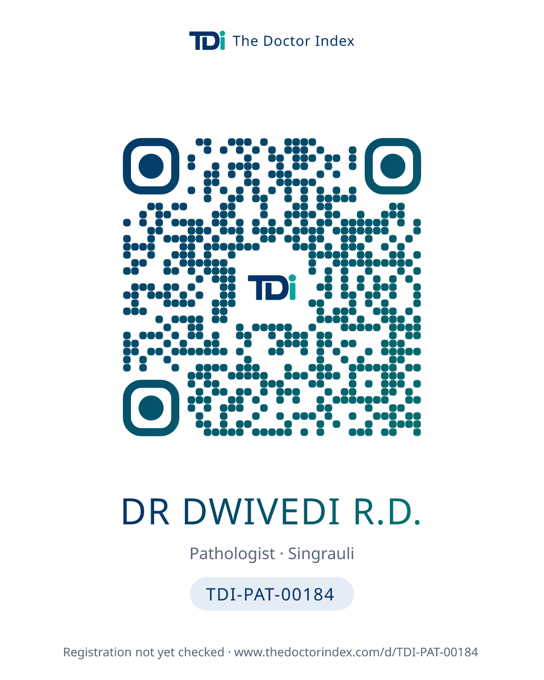 QR card for Dr Dwivedi R.D., TDI-PAT-00184