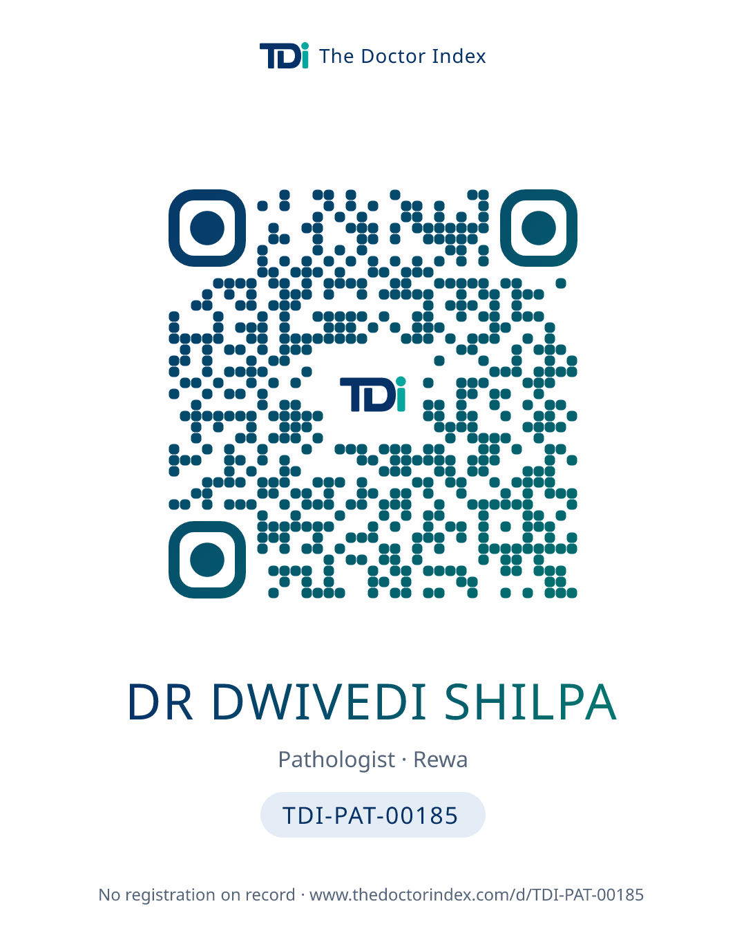 QR card for Dr Dwivedi Shilpa, TDI-PAT-00185