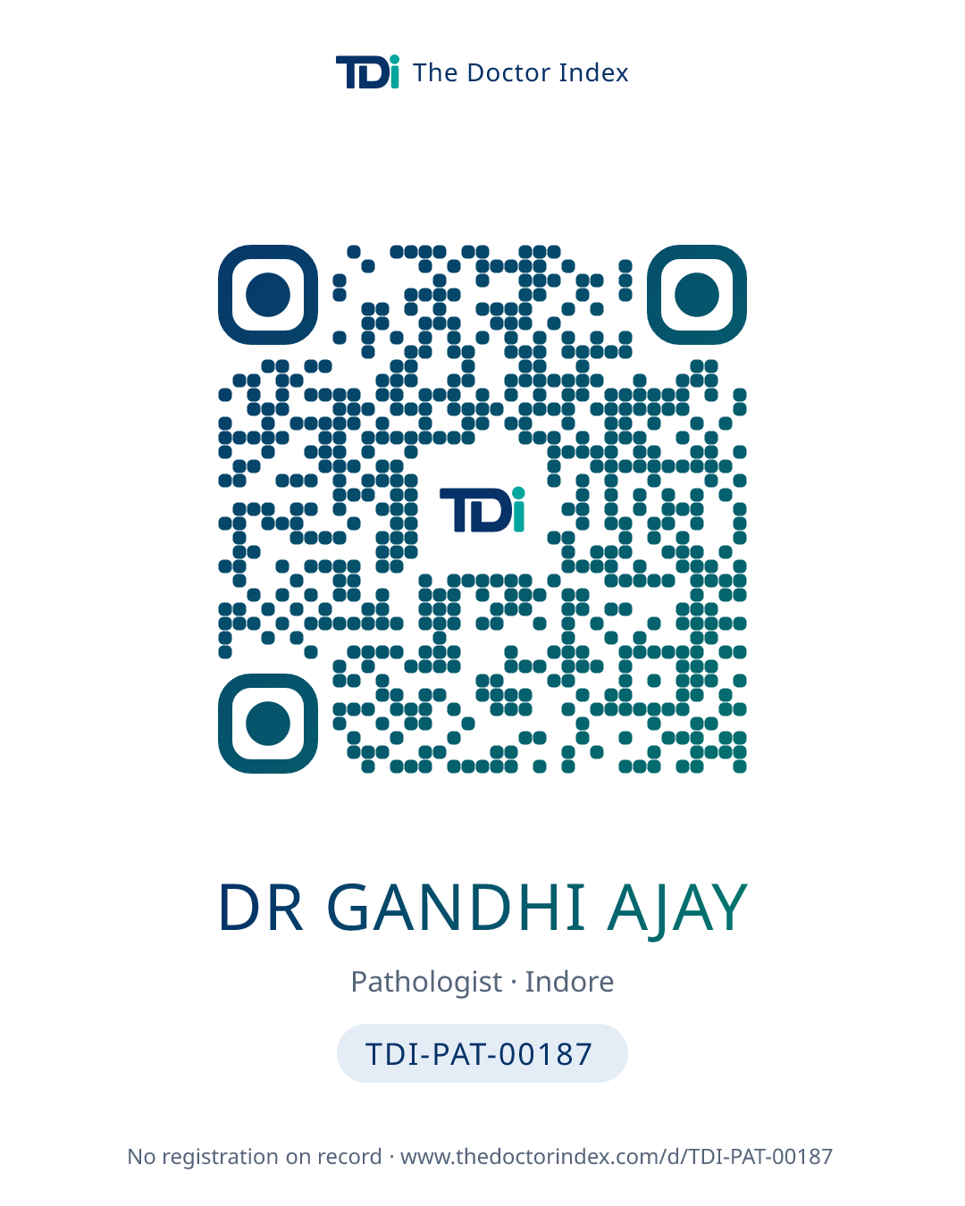 QR card for Dr Gandhi Ajay, TDI-PAT-00187