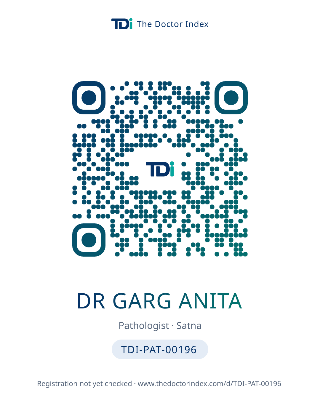 QR card for Dr Garg Anita, TDI-PAT-00196
