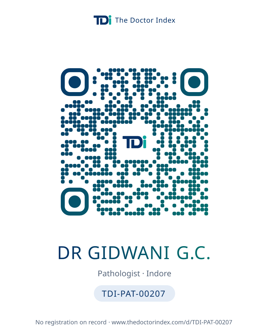 QR card for Dr Gidwani G.C., TDI-PAT-00207