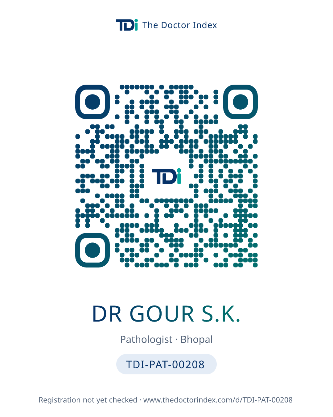 QR card for Dr Gour S.K., TDI-PAT-00208