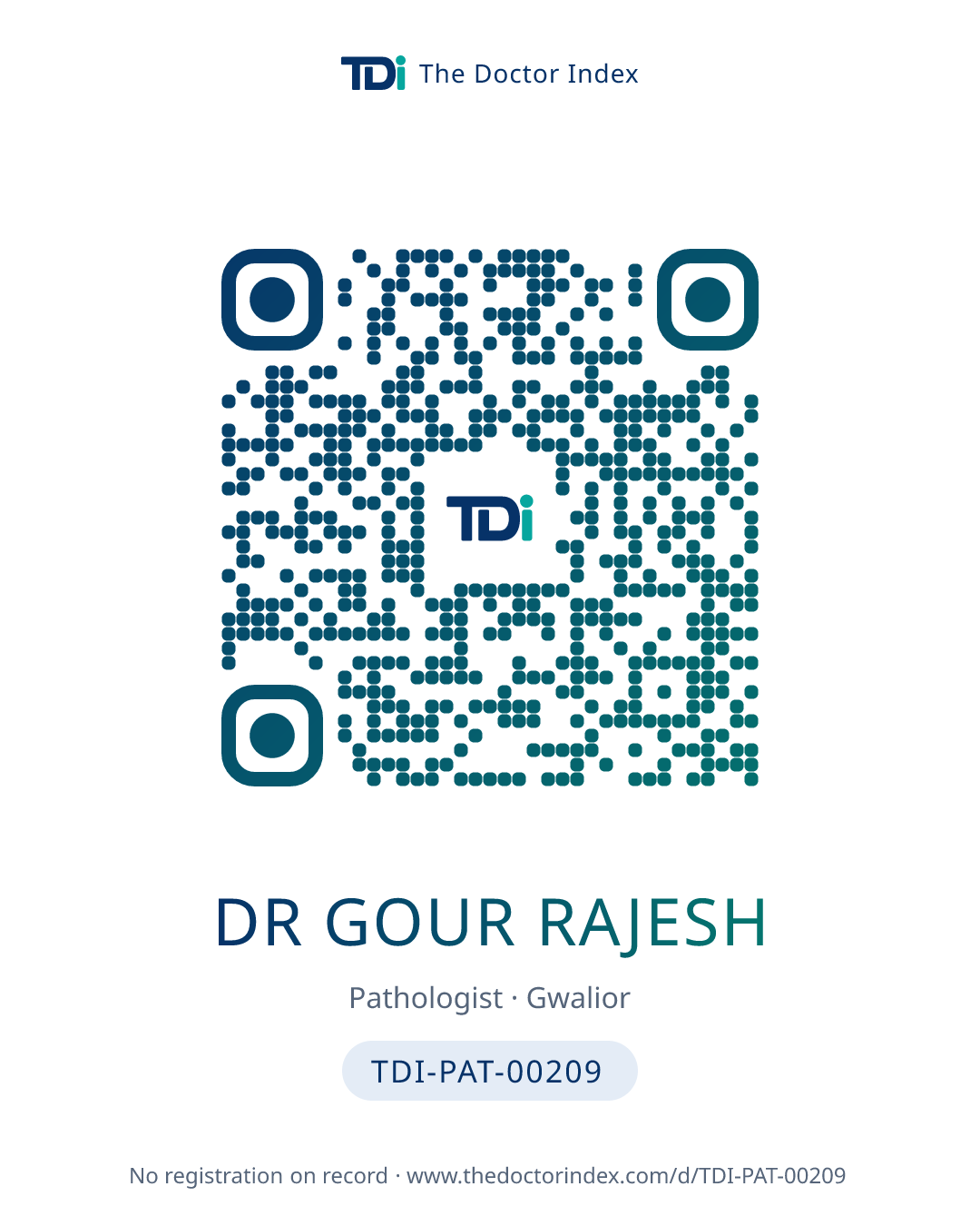 QR card for Dr Gour Rajesh, TDI-PAT-00209