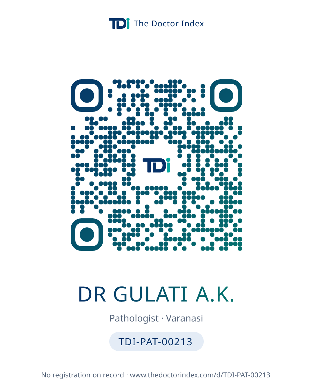 QR card for Dr Gulati A.K., TDI-PAT-00213