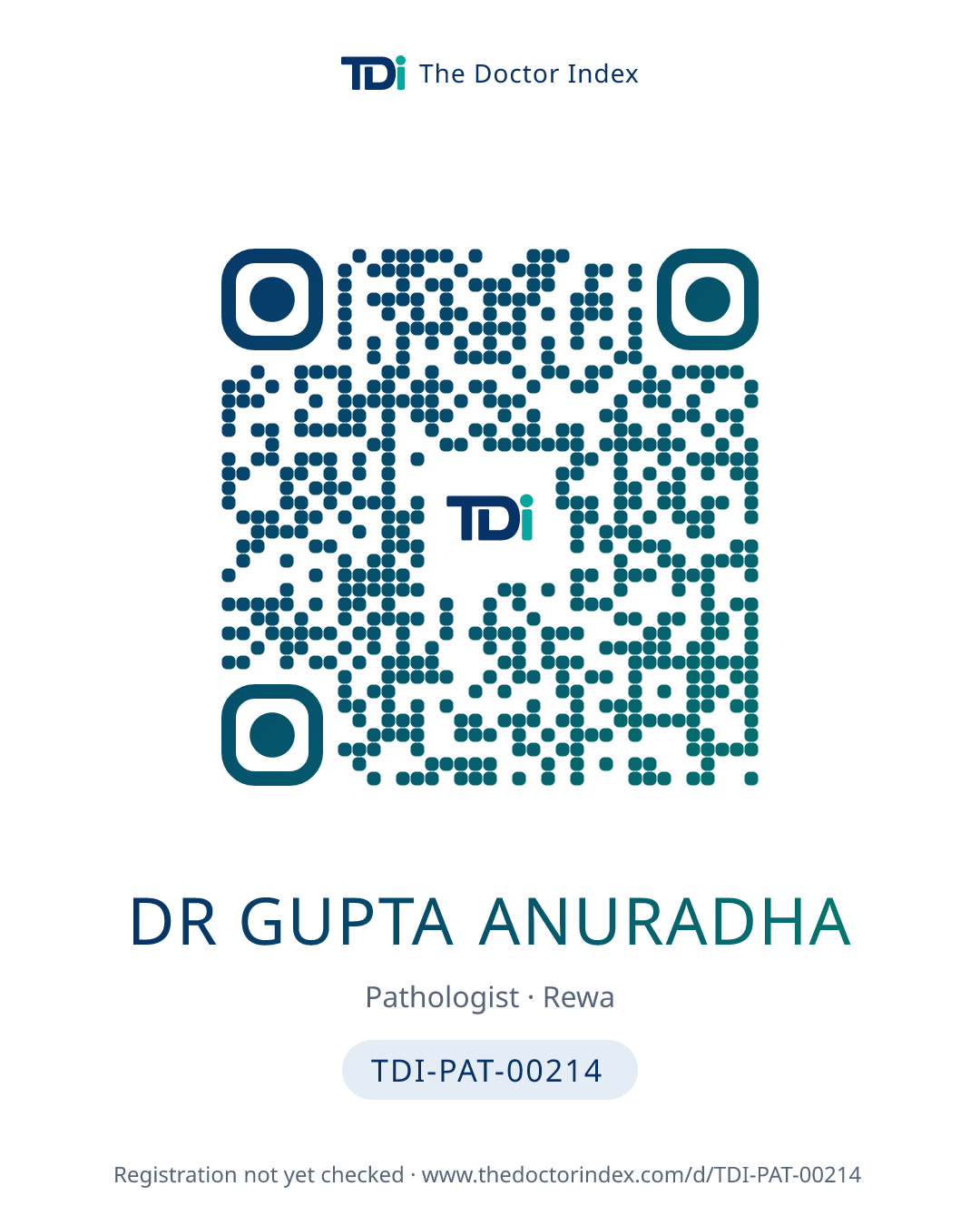QR card for Dr Gupta Anuradha, TDI-PAT-00214