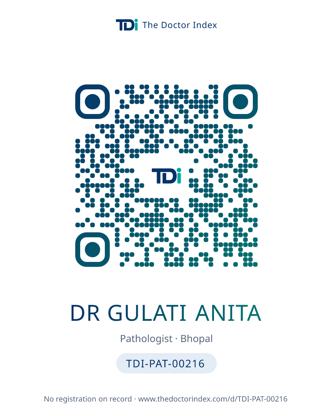 QR card for Dr Gulati Anita, TDI-PAT-00216