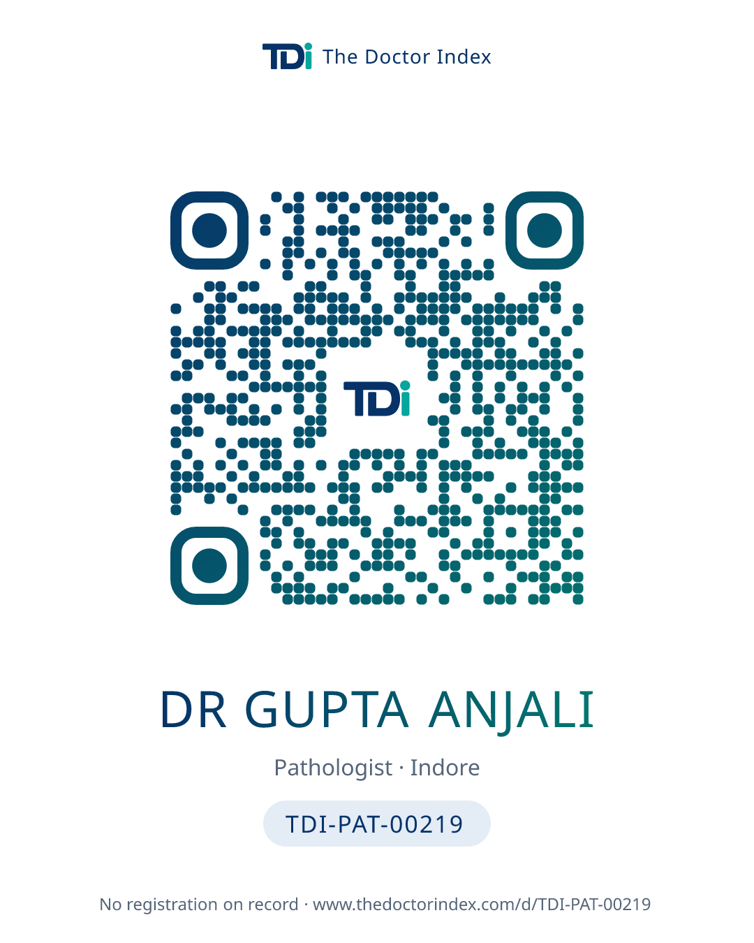 QR card for Dr Gupta Anjali, TDI-PAT-00219