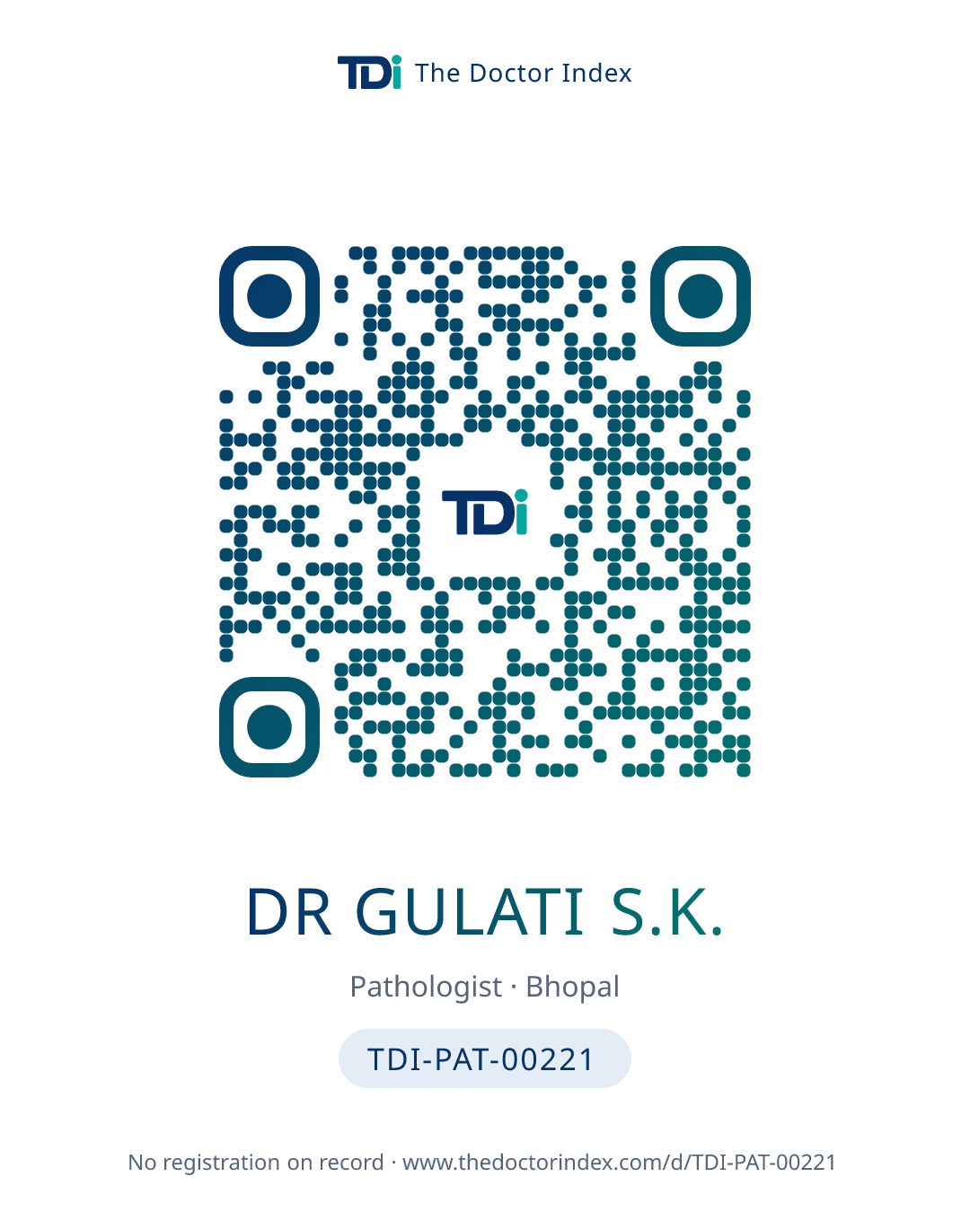 QR card for Dr Gulati S.K., TDI-PAT-00221