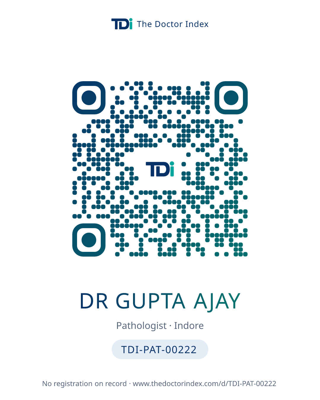 QR card for Dr Gupta Ajay, TDI-PAT-00222