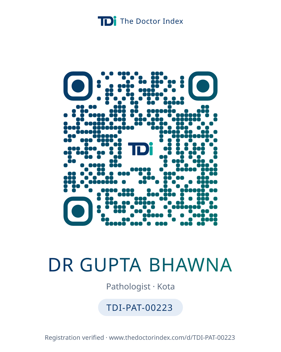 QR card for Dr Gupta Bhawna, TDI-PAT-00223